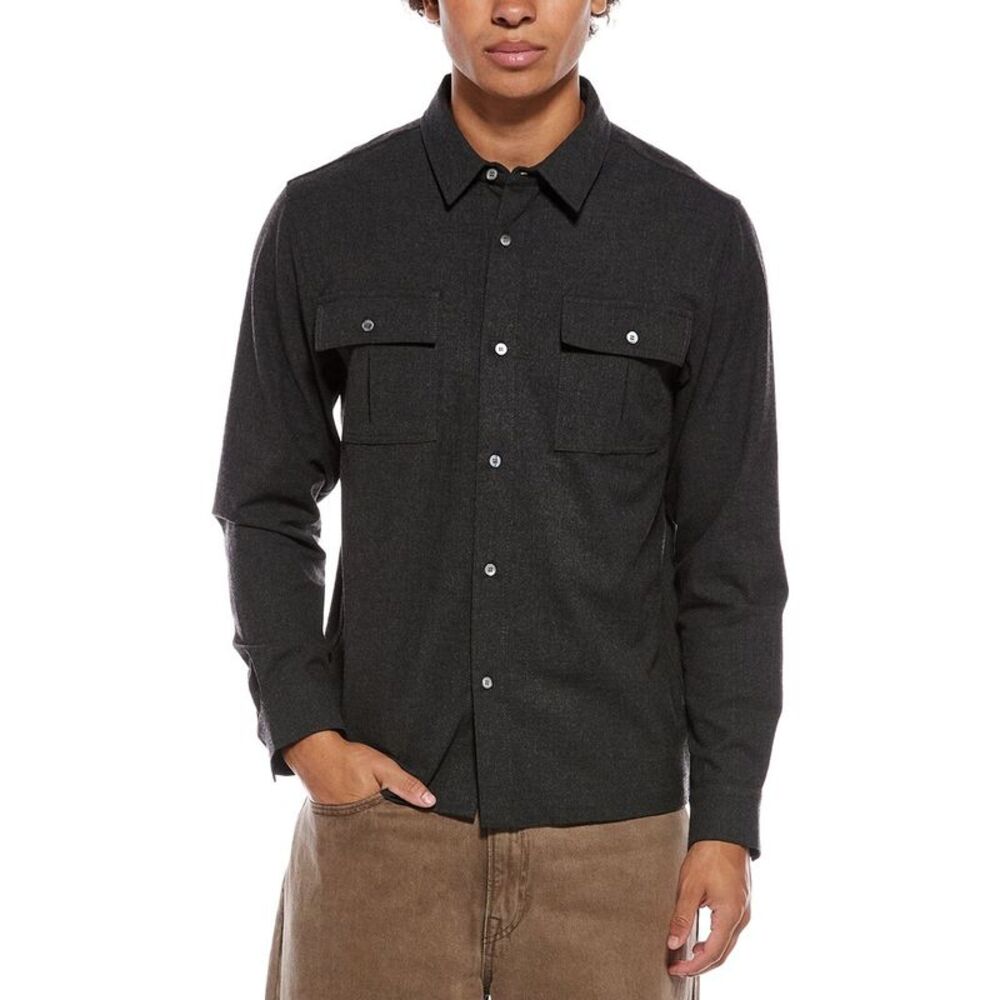 Frame Denim Mens  Classic Flannel Shirt, Gray